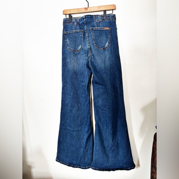 Rock & Roll Denim Palazzo Flare High Rise Pleated Jeans Western 30 X 34 Womens - Picture 4 of 5